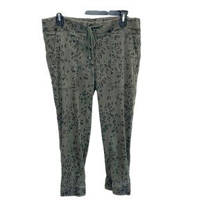 Bella Dahl Green Leopard Print Jogger Pants Boho Bohemian - Size Medium
